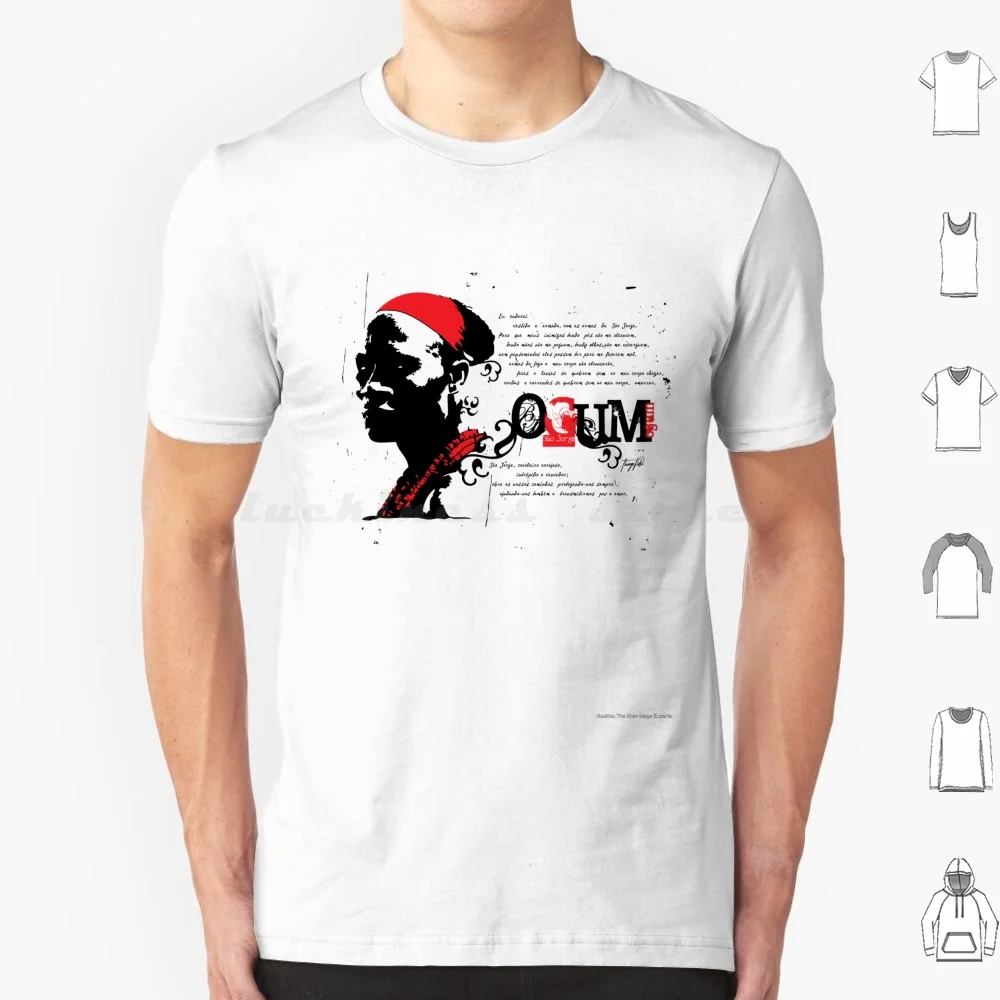 Camiseta Ogum talla grande 100% algodón Ogum Umbanda Fire Ogunhê Saravah Lei Religi? ¿O Afro Brasil S? O Jorge