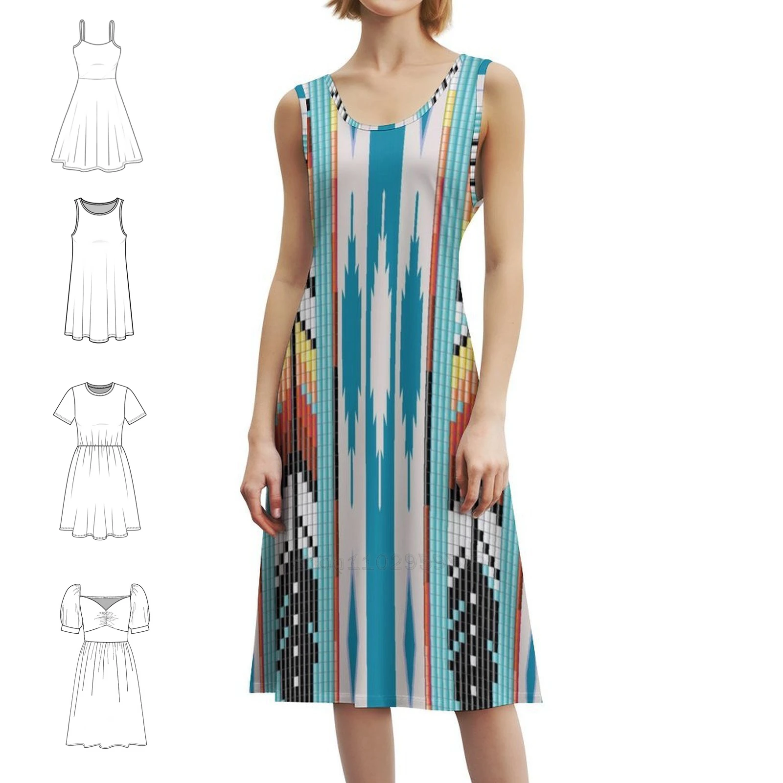 فستان قصير بتصميم ريشة من الخرز على طراز Preppy للنساء على شكل حرف a فضفاض مناسب فستان يوم غير رسمي منظر طبيعي حديث نمط عتيق للمرأة