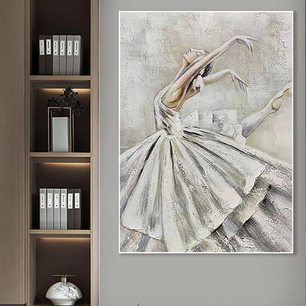 

Handmade Oil Paintings Ballerina Girl Oil Painting Abstract Ballerina Canvas Art Living Room Hallway Bedroom Decorative Painting