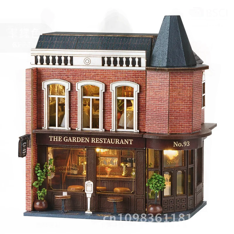 

DIY Cabin Model Kit - Zhiquwu Magic Store D-001 & Corner Western Restaurant D-016 Hand-Assembled Building Toy for Youth Gift