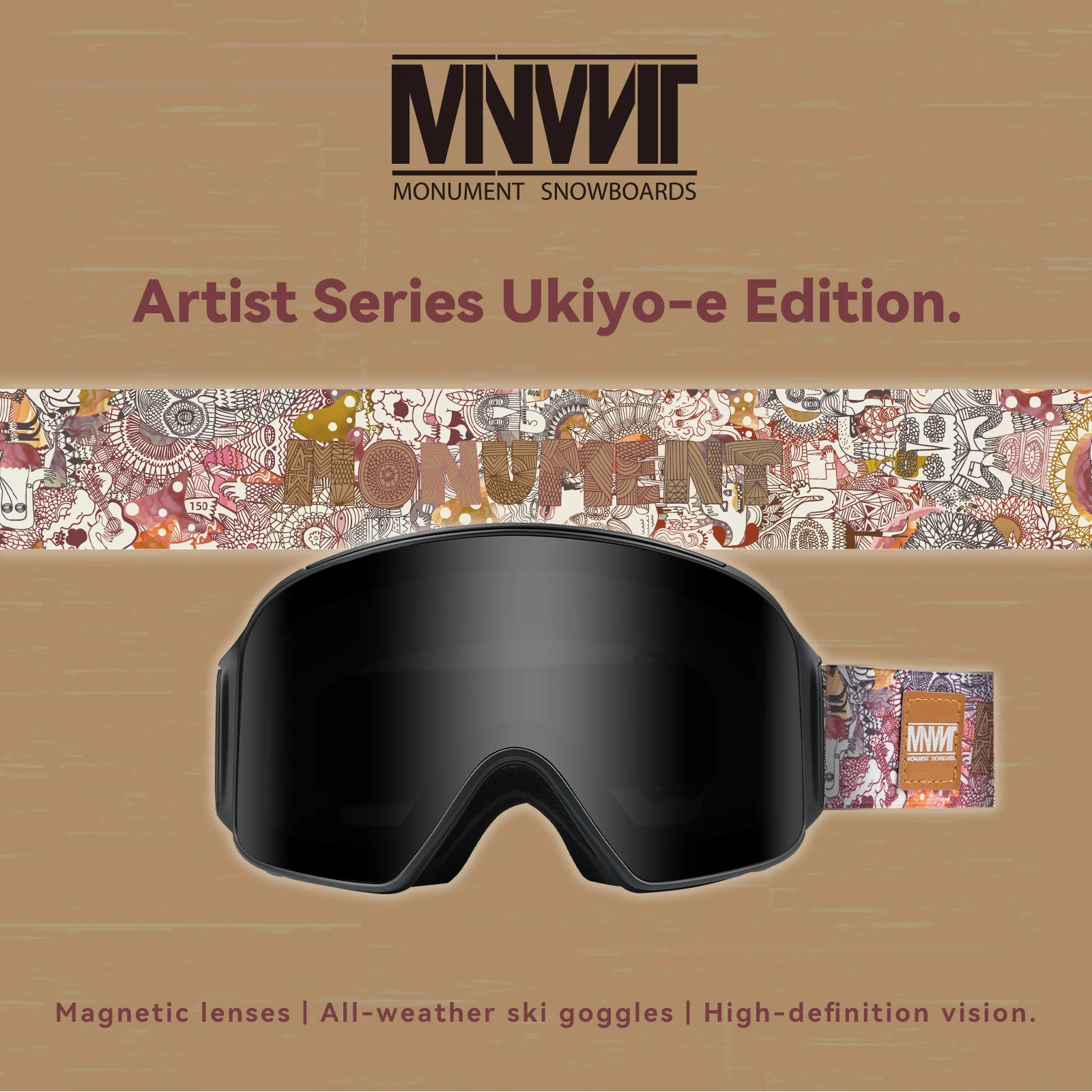 

MONUMENT M1 Ski Goggles Magnetic Lens Anti-Fog Dual Layer Iridium Coating UV Protection Snowboard Goggles Art Design Men Women