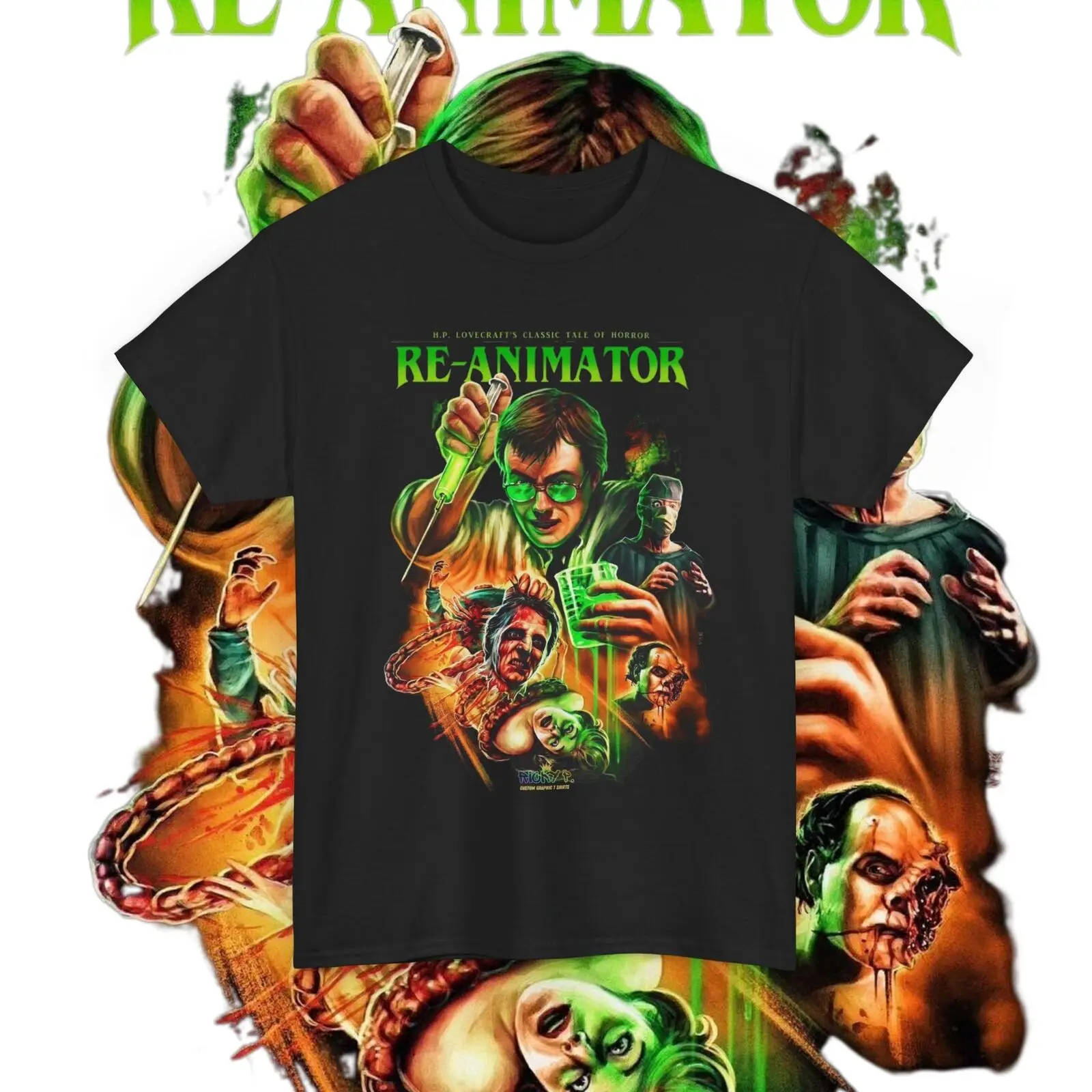 Re-Animator 1985 Movie T Shirt Horror Unisex Heavy Cotton Tee