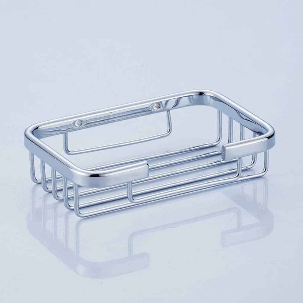 

Stainless Steel Soap Holder Drain Dish Rack for Bathroom Silver Wall Mounted Easy Clean Non DeformationSoap Box Home Goods