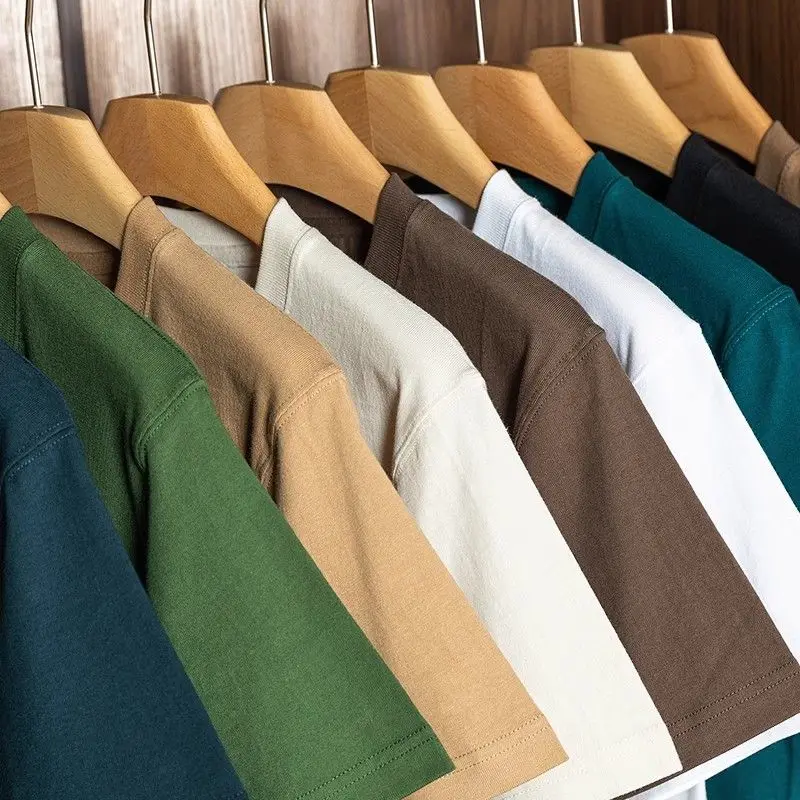 American 450g Heavy Cotton Short-sleeved T-shirt Men's and Women's Solid Color Loose Round Neck Top Bottoming Shirt Half-sleeved