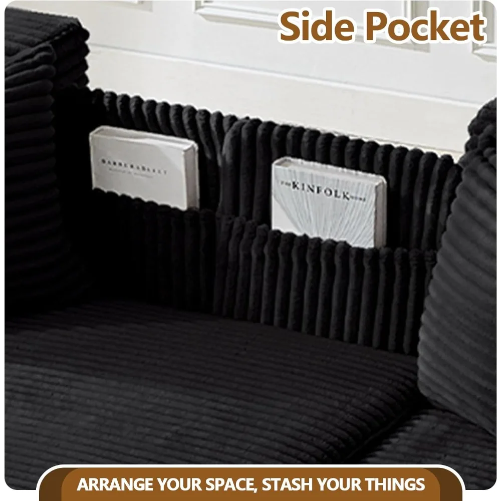 Convertible L-Shaped Sectional Sofa Bed with Reversible Chaise and 8 Pillows, Ideal for Floor Sleeping and Space-Saving Solution