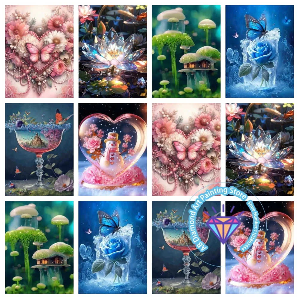 

Flowers and Landscape AB Diamond Painting Kit Square Round Diamond 5D DIY Mosaic Handmade Art Adult Exquisite Gift Home Decor