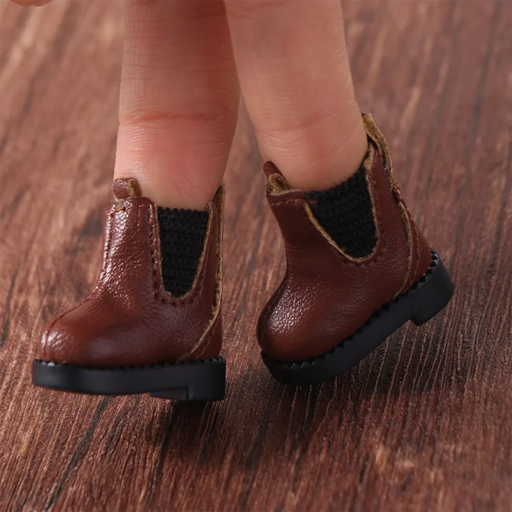 

1pair Pretend Play Ob11 High Top Shoes Casual Shoes Black Brown Leather Shoes Boots Handmade Cute Outfit Obitsu 11 Shoes