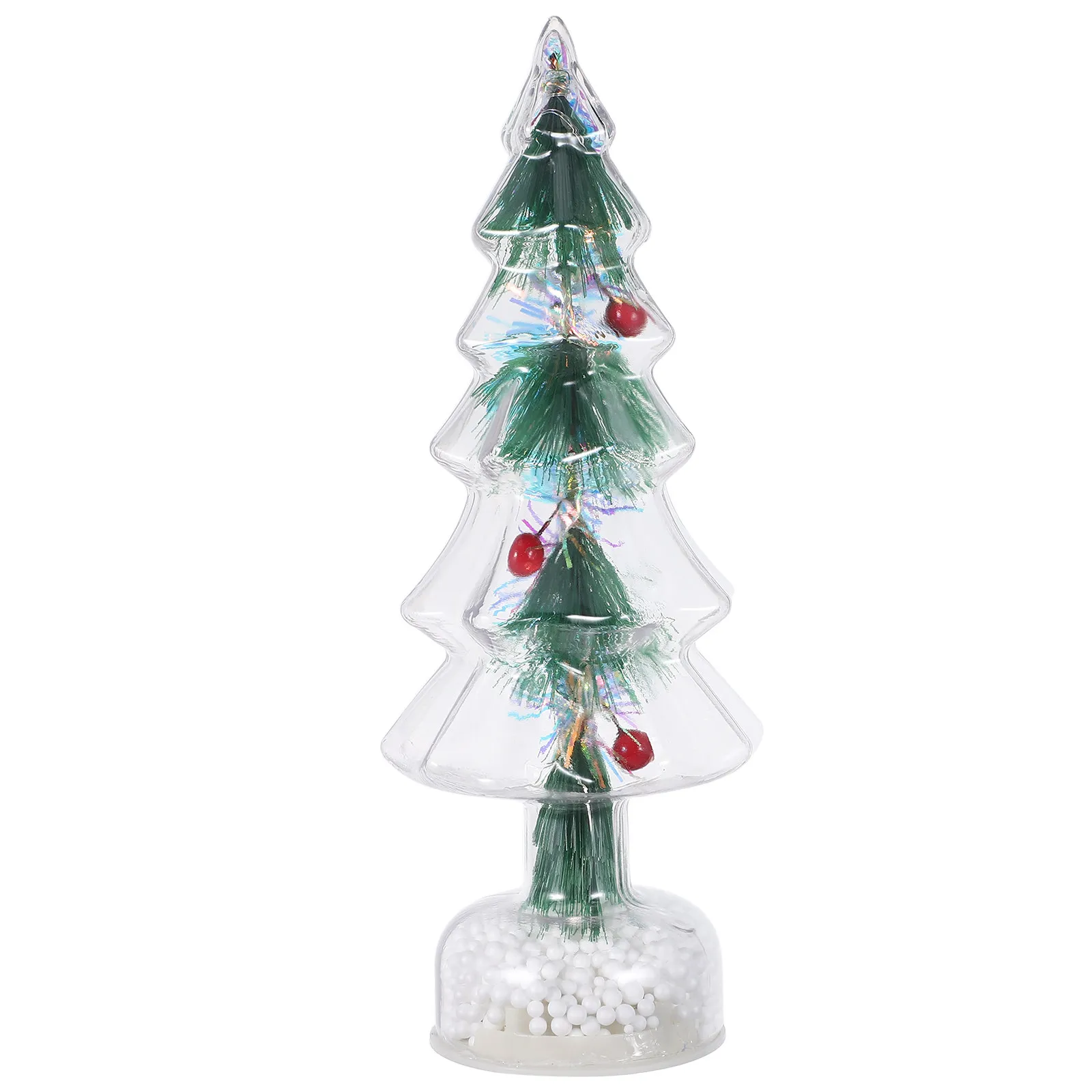 LED Glowing Christmas Tree Mini Tabletop Xmas Tree Snow-Dusted Pine Needle Mantle Shelf Fireplace Centerpiece Cozy Xmas Party
