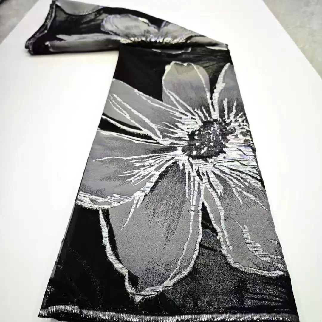 5 야드 나이지리아 고품질 2025 브로케이드 직물 아프리카 레이스 Tulle Brocade Jacquard for 웨딩 파티 드레스 패브릭