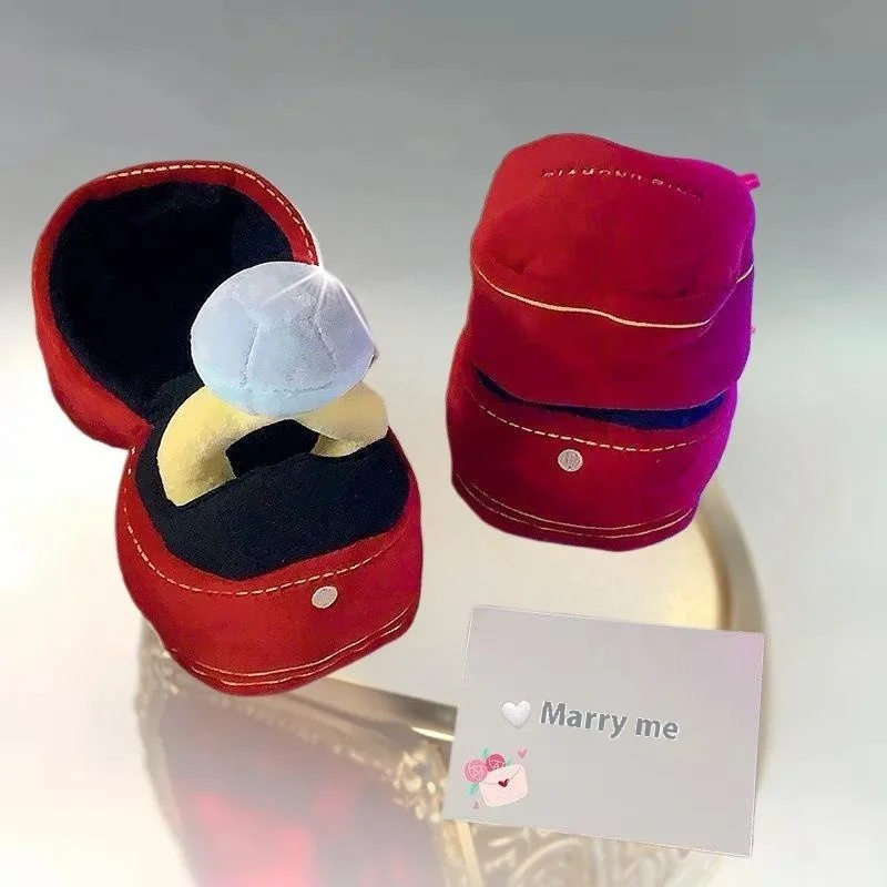 

Creative Stuffed Toy Set with Diamond Plush Doll Ring Box, Perfect for Birthday and Proposal Gift