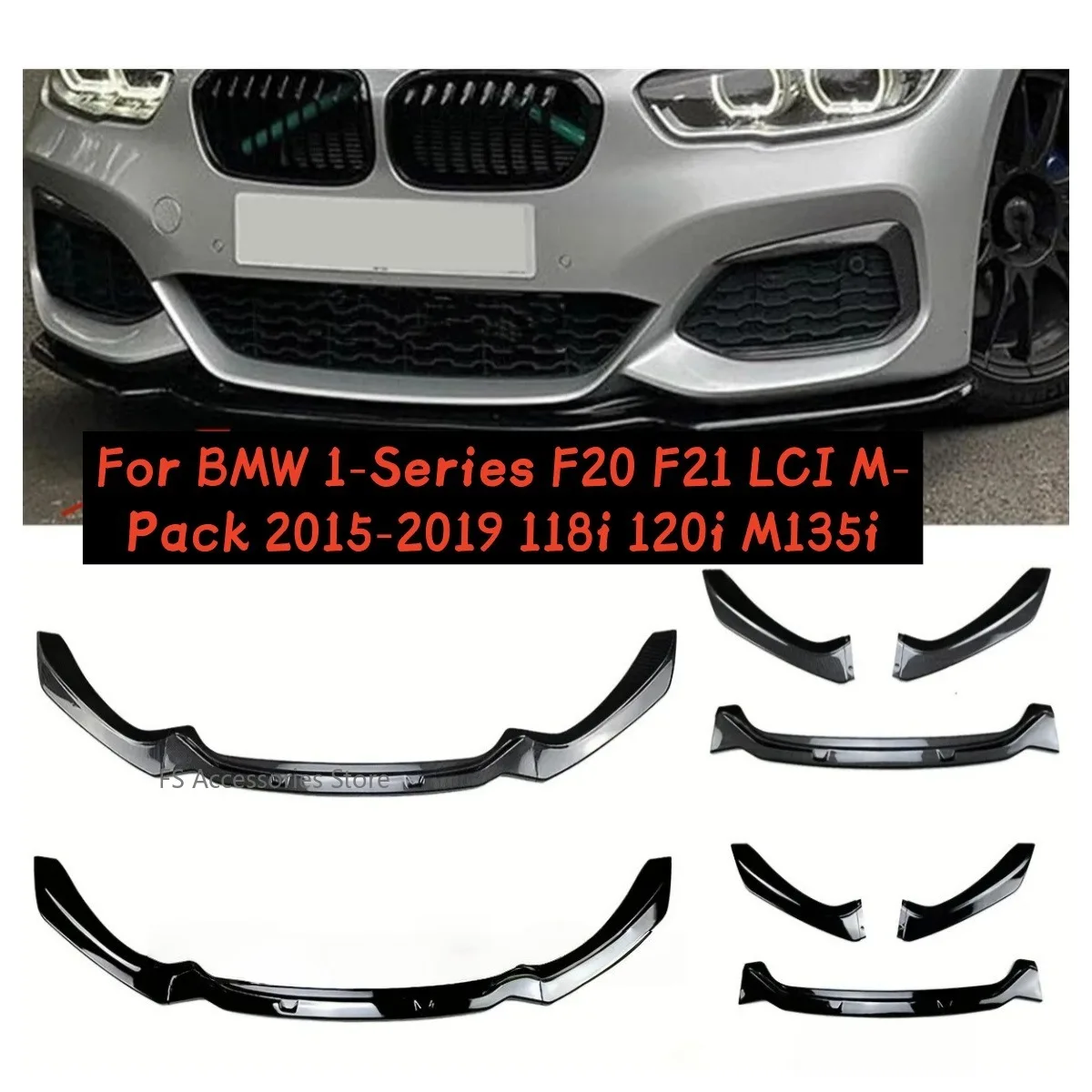

Передний спойлер M-Sport для BMW 1-Series F20 F21 LCI M-Pack 2015-2019 118i 120i M135i M140i