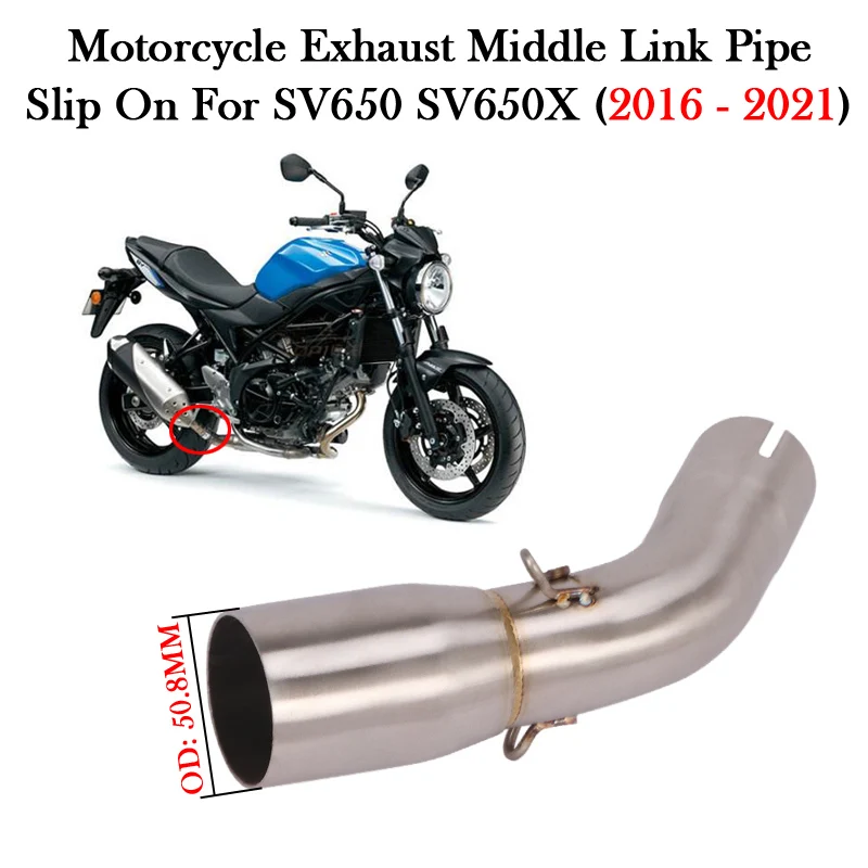 Para SUZUKI SV650 SV650X 650X 2016 2017 2018 2019 2020 2021, Modificación de Motocicleta, Tubo de Escape de 51MM, Silenciador de Moto, Tubo de Enlace Central