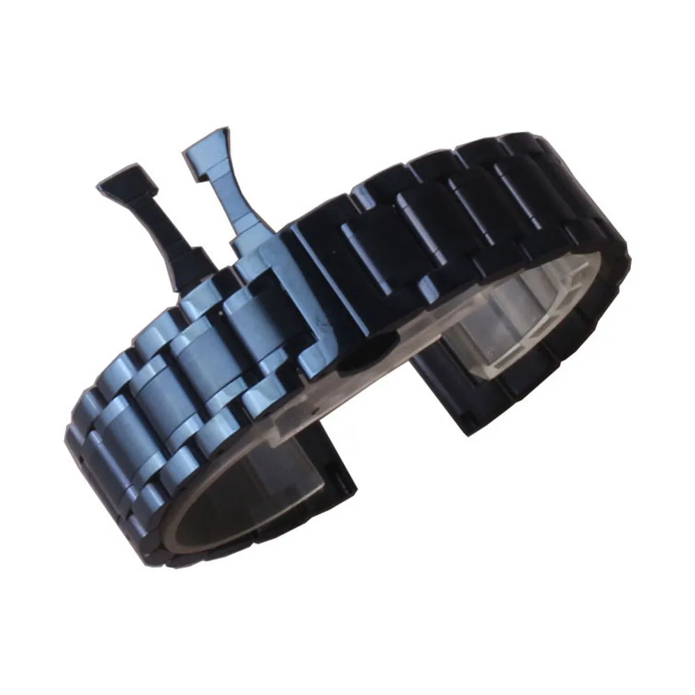 

Watchbands Solid Stainless Steel Black Blue Watch strap bracelets free curved end 18mm 19mm 20mm 21mm 22mm Classic style bands