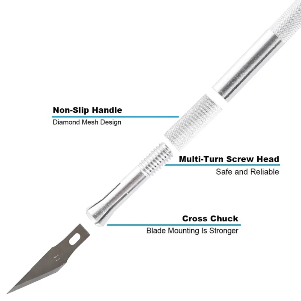 

#11 Blades Engraving Non-Slip Metal Knife Kit Cutter Craft Knives for Mobile Phone PCB Repair Hand Tools