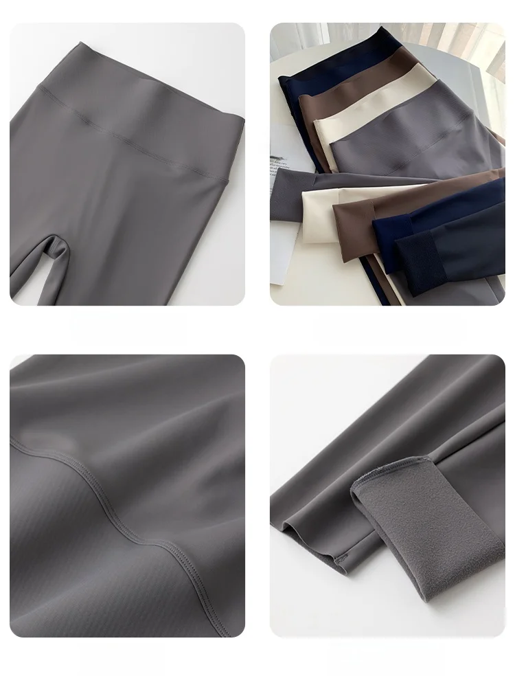 Pantaloni da yoga da donna a vita alta foderati in pelle arca che dimagriscono il controllo della pancia Sl leggings lunghi casual Faion