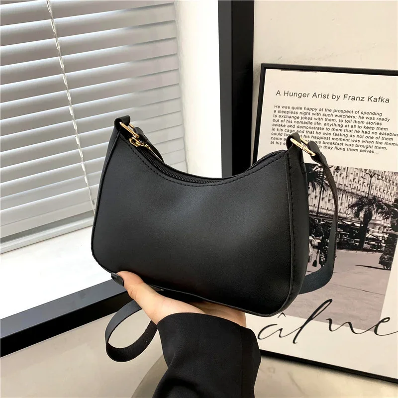 New Women\'s Retro Solid Color Fashion Handbags PU Leather Shoulder Underarm Bag Casual Women Hobos Handbags сумка женская Trend