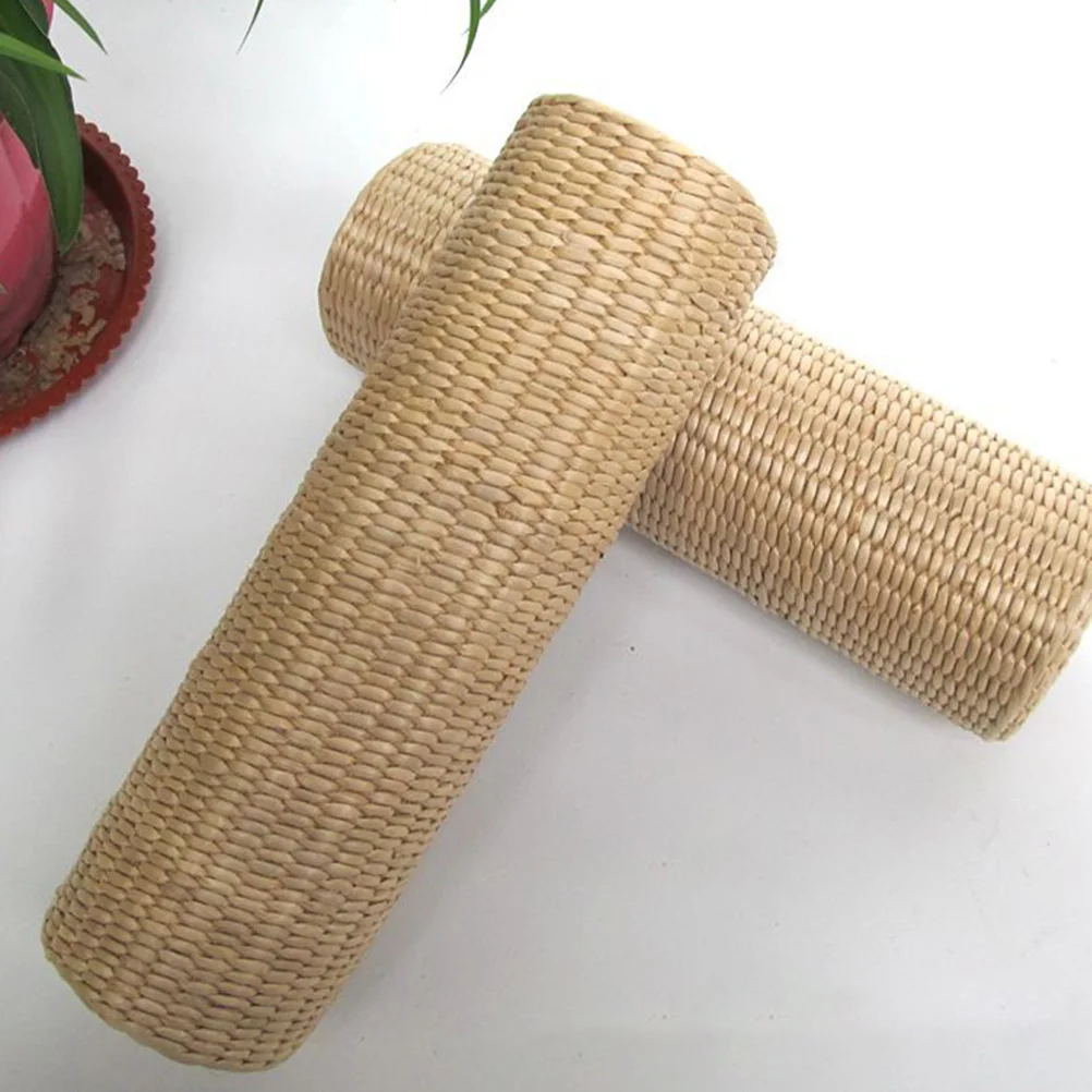 Straw Cervical Pillow Comfortable Head and Neck Healthy Natural Cylinder-shaped Braid Bolster Fill: Grass