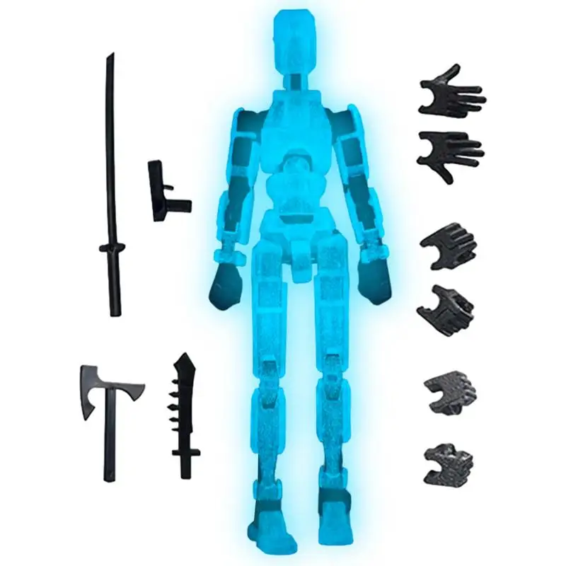 3D Action Figure Doll Multi-articular Robot Mechanical Doll Glowing Articulated & Decorative Collectible Posable Movable Robot