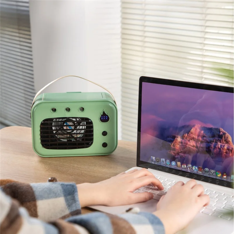 A97G LED ضوء الليل USB مبرد الهواء المحمول، مروحة رذاذ الماء الكهربائية لسطح المكتب، مكيف الهواء القابل لإعادة الشحن للاستخدام المنزلي
