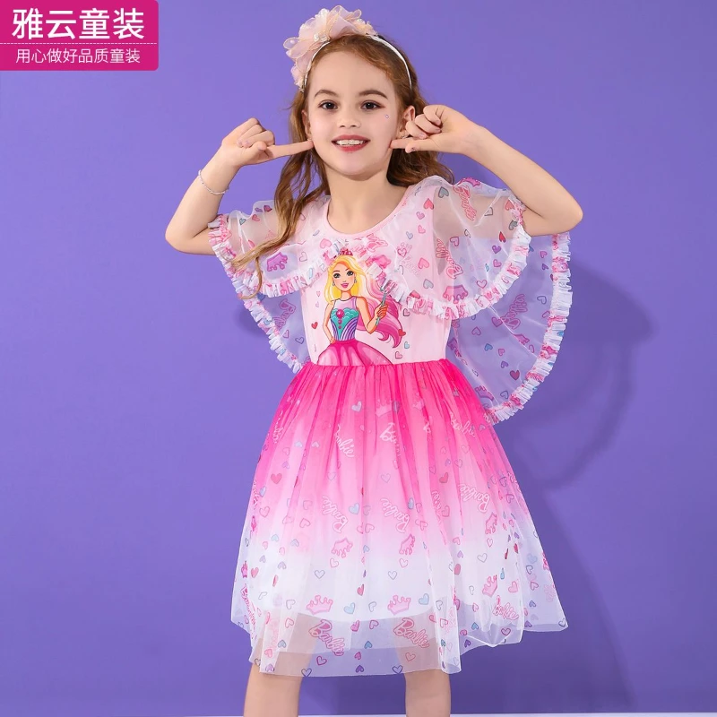 

Barbie Poncho Dress Little Girl Summer Sleeveless Princess Children Pleated Skirt Cosplay Birthday Party Stage Performance Dress