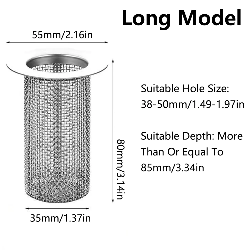Filtro de tubería de drenaje de fregadero de baño de acero inoxidable, filtro de drenaje de piso, malla antiobstrucción de cocina, colador de