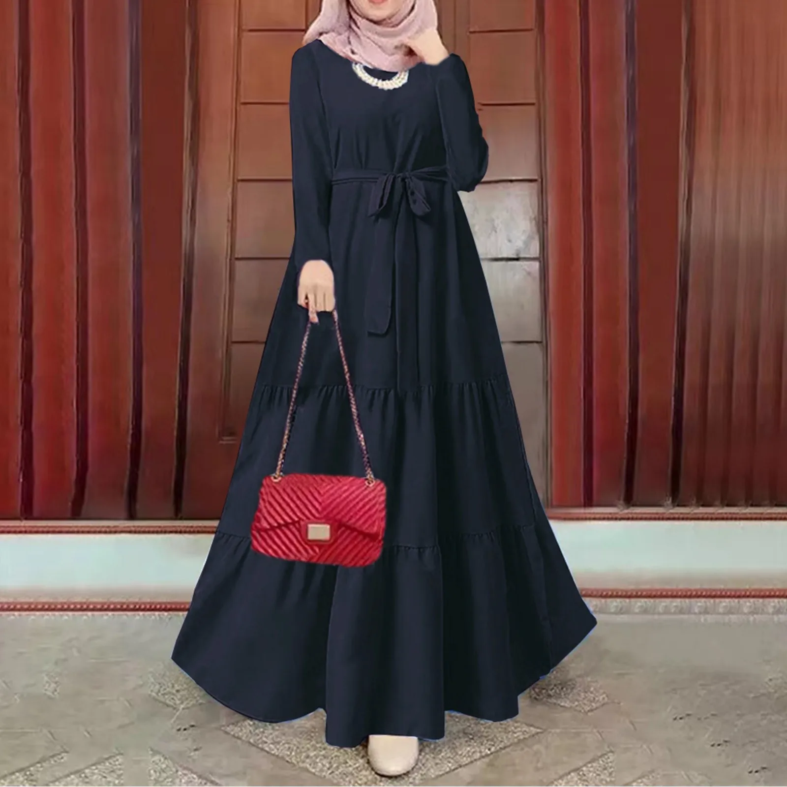 New Muslim Elegant Abaya Cuff Beading Islam Black Dress Dubai Long Woman Evening Robe Kaftan Moroccan Wedding Caftan Ramadan