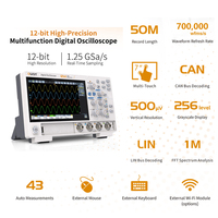 OWON ADS824A 4CH 200MHz 1.25GSa/s Digital Storage Oscilloscope, 50M Storage Depth, 12-bit 7-inch Touchscreen, CAN Bus Decording