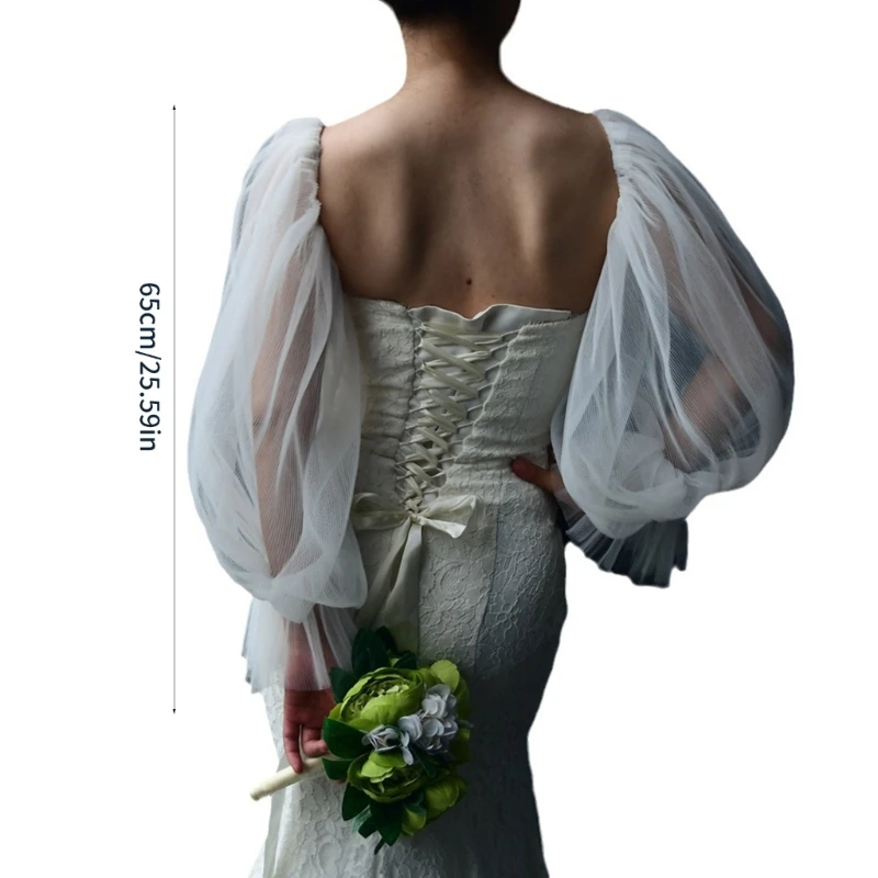 White Detachable Sleeves Wedding Arm Cover Decorate Skin-Friendly Long Sleeves Arm Cover Photography Decor for Woman