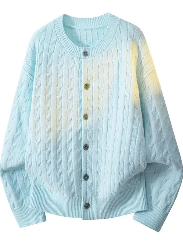 

Высококачественный вязаный свитер для пары, одинаковый открытый кардиган для мужчин и женщин, осень-зима, ленивый трикотаж, длинный све, круглый, Ne...