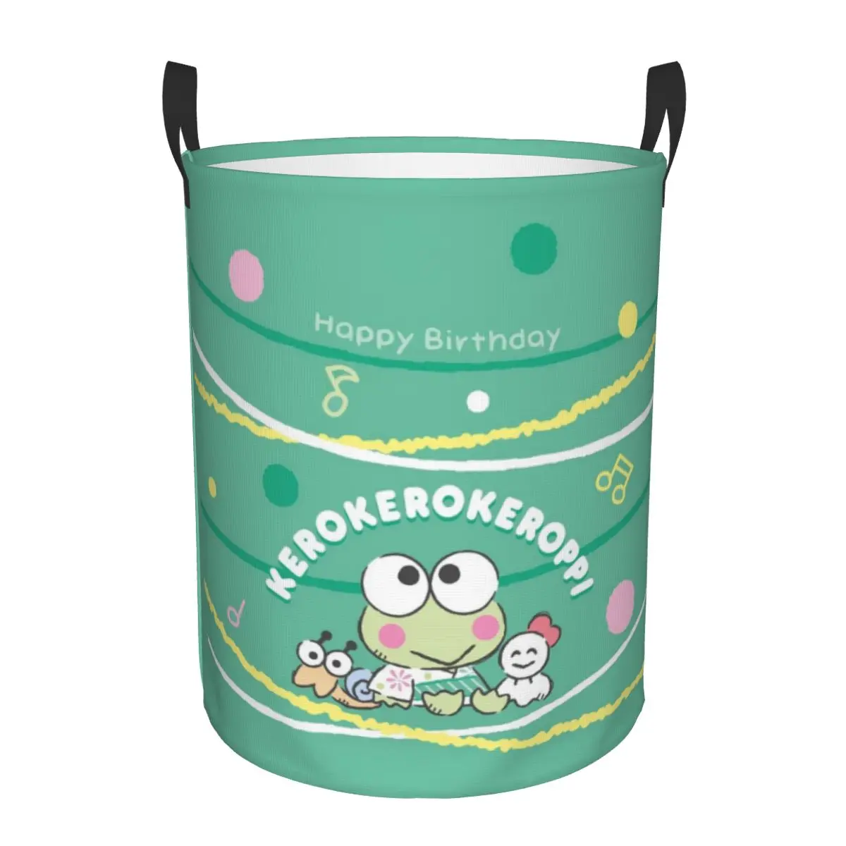 Custom Keroppi Laundry Basket Foldable Cartoon Clothes Hamper for Baby Kids Toys Storage Bag