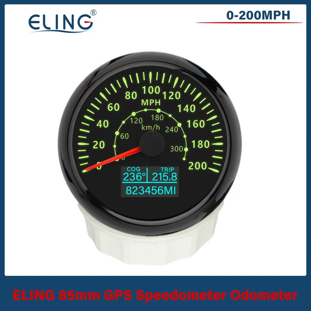 

ELING Car Universal 85mm 0-60knots 0-120KM/H 0-160MPH GPS Speedometer Odometer with 7 Colors Backlight for Boat Motorcycle Yacht