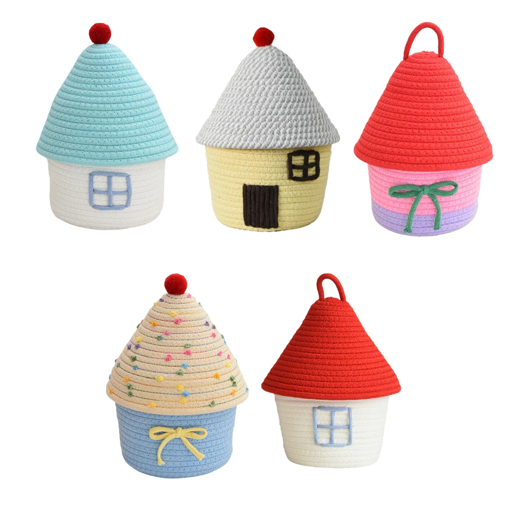 2025 Nueva cesta de almacenamiento, bonita caja de almacenamiento de cosméticos para artículos diversos de escritorio, cesta de regalo para cosas pequeñas, organizador de escritorio tejido a mano