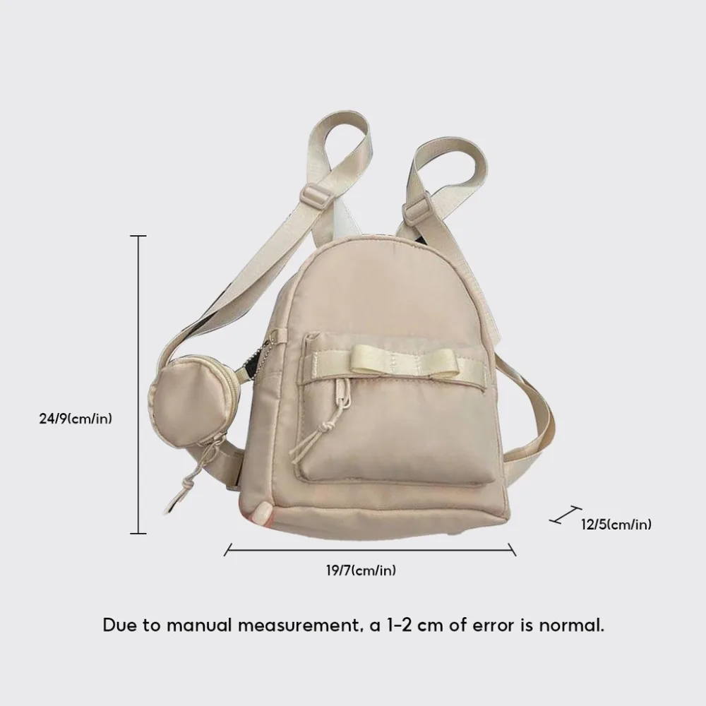 Mit Kopfhörer tasche Mini-Rucksack tragbare Nylon-Schleife Damen rucksack einfarbige Reiß verschluss Schult aschen im Freien