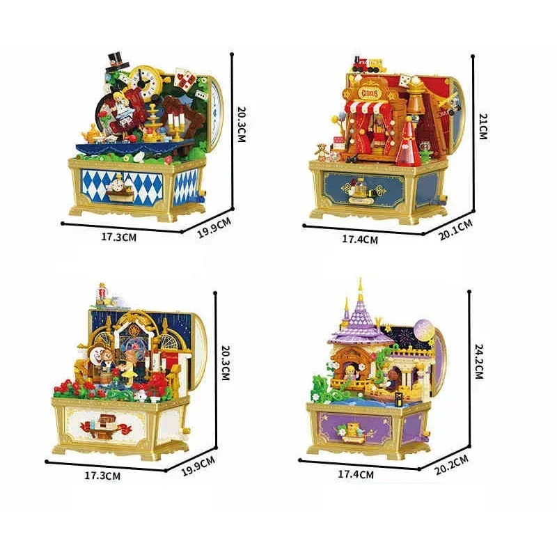 Fairy Tale Series Music Treasure Box A Mad Tae-party Puppet Boy's Theater Assembled Educational Toy Model Girl Birthday Diy Gift