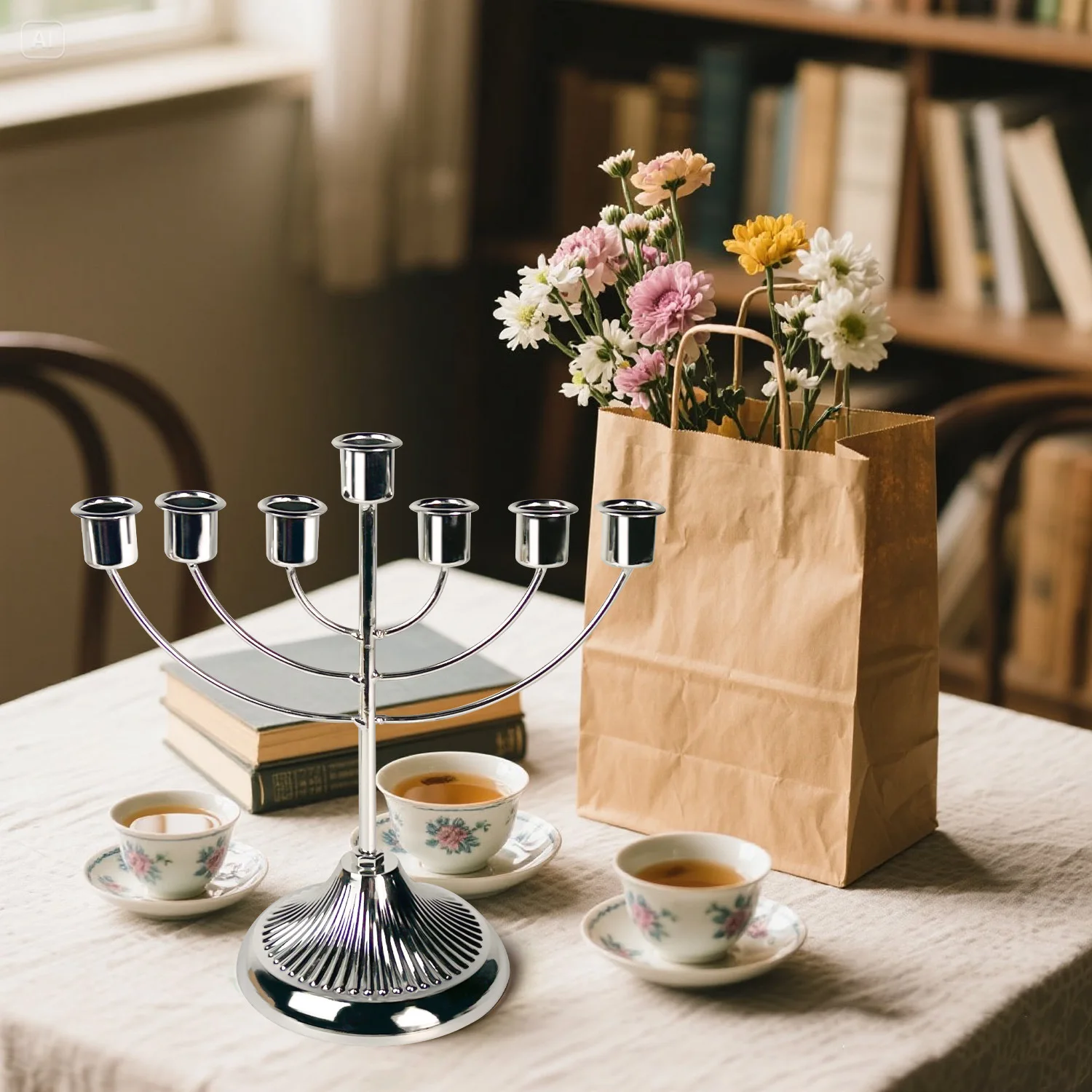 

Золотая металлическая менара для Хануки, традиционный еврейский свадебный декоративный канделябр для дома, столовой, подарок