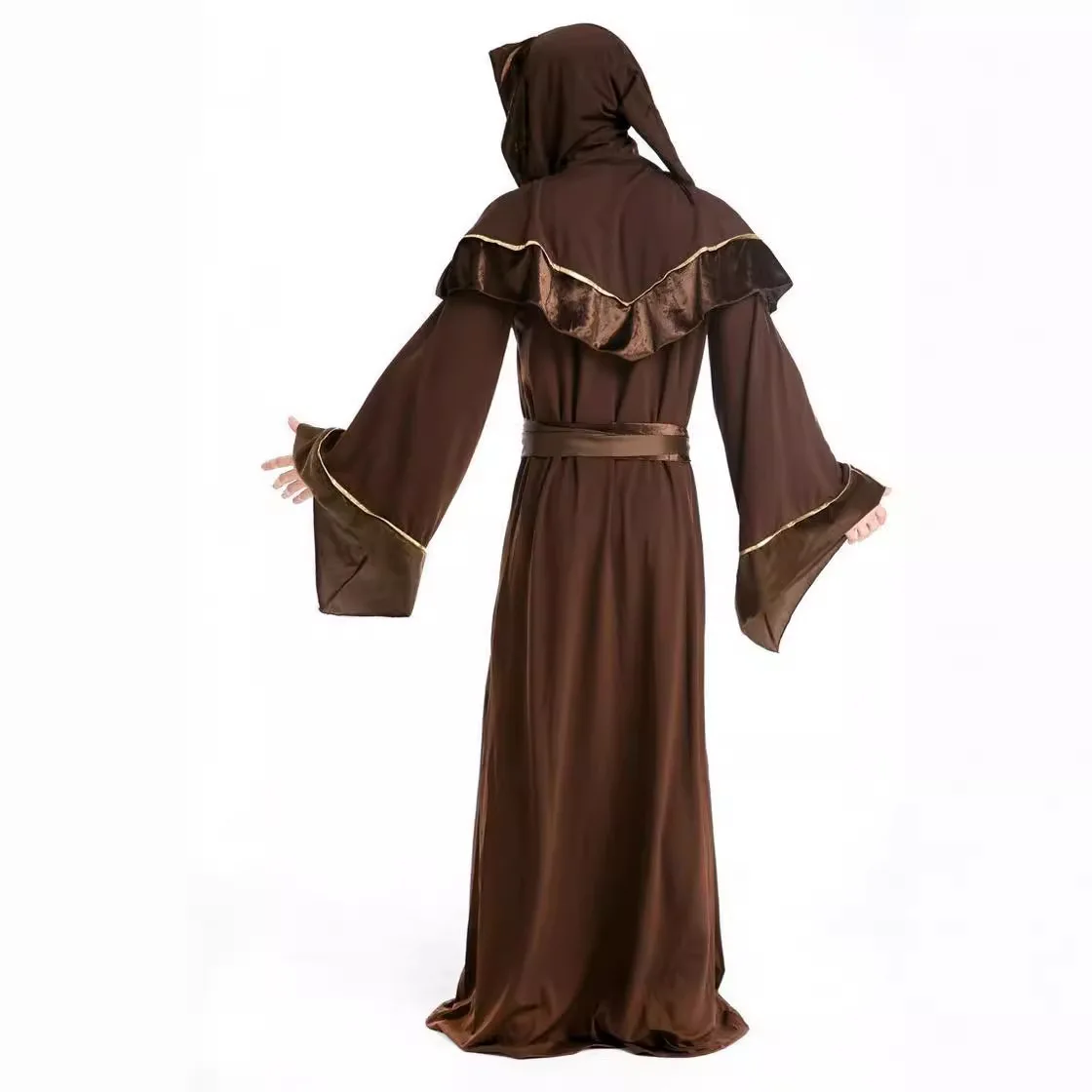 Medieval Retro Wizard Costume New Adult Hooded Cape Set Cosplay Wizard Robe Carnival Festival Party Stage Performance Outfit