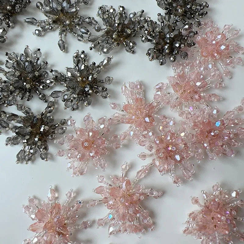 2PCS High-quality crystal flower beaded shoe flowers, bag decorations, clothing accessories, and fabric patches