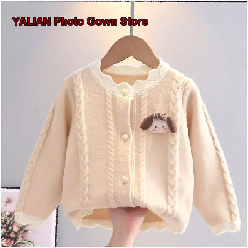 Girls Turtleneck Sweater Kids Autumn Winter Knit Top Solid Color Long Sleeves Warm