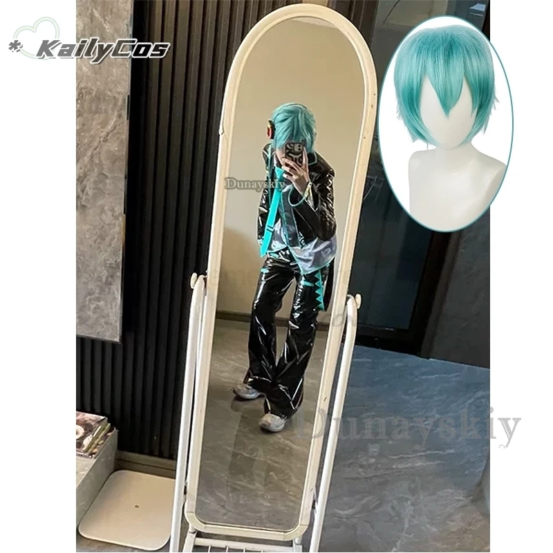 Anime Mikuo Male version Cosplay Costume Green Color Any Size Custom Made Full Set Perfect Custom black jackets with green wigs