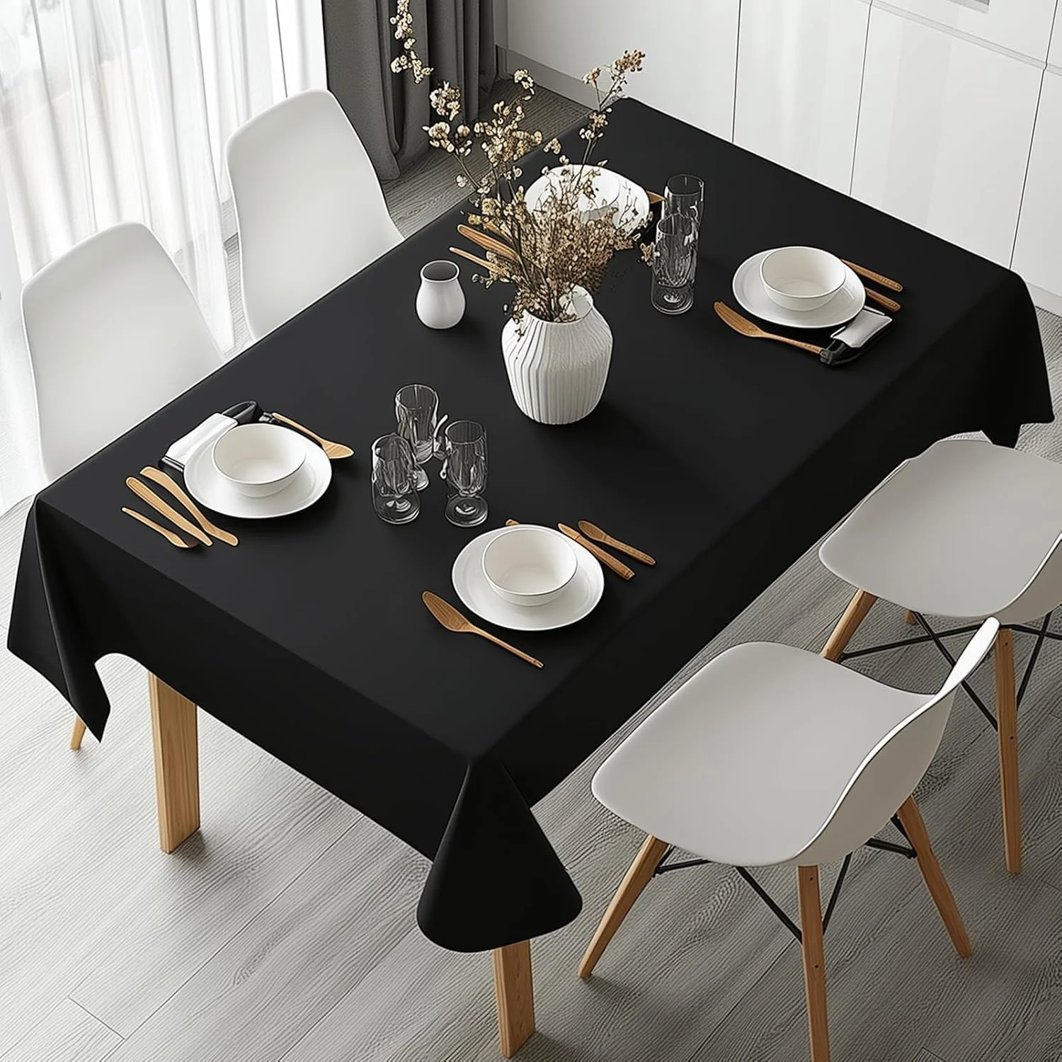 Black Rectangular Tablecloth -inches - Disposable Tablecloths for Meals, Parties and other Occasions