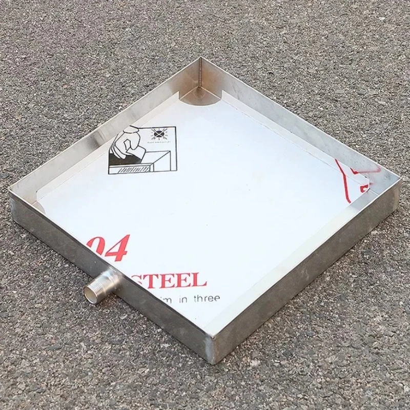 Industrial 304 Stainless Drain Tray, Oil Water Receiving Pan, Smooth Back Rectangle Flower Pot Base, Commercial AC Drip Saucer