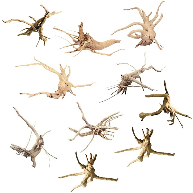 Mini Driftwood For Aquarium Natural Wood Branches Fish Tank Decorations Reptiles Tree Trunk Driftwood Assorted(10 Pack)