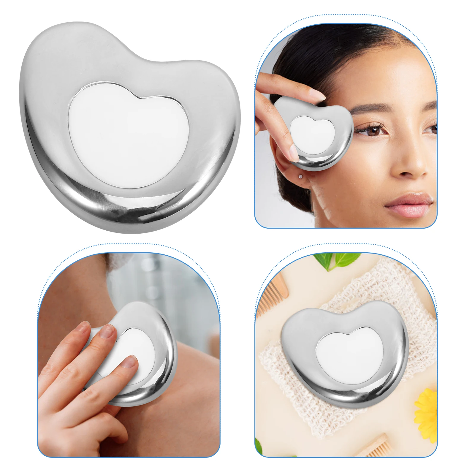 Ferramenta facial guasha raspador de aço inoxidável para massagem facial ferramentas corporais portátil pescoço cuidados com a pele massageador gua sha