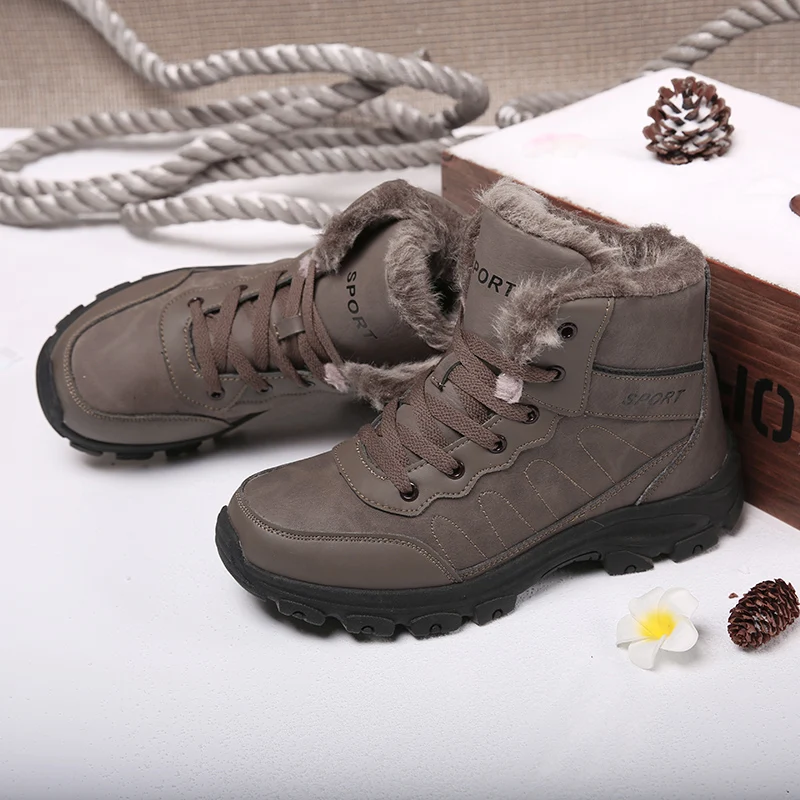 Men Snow Boots Waterproof Sneakers Super Warm Men\'s Boots Outdoor Anti-slip Male Hiking Boots Work Shoes Size 45 Mens Shoes