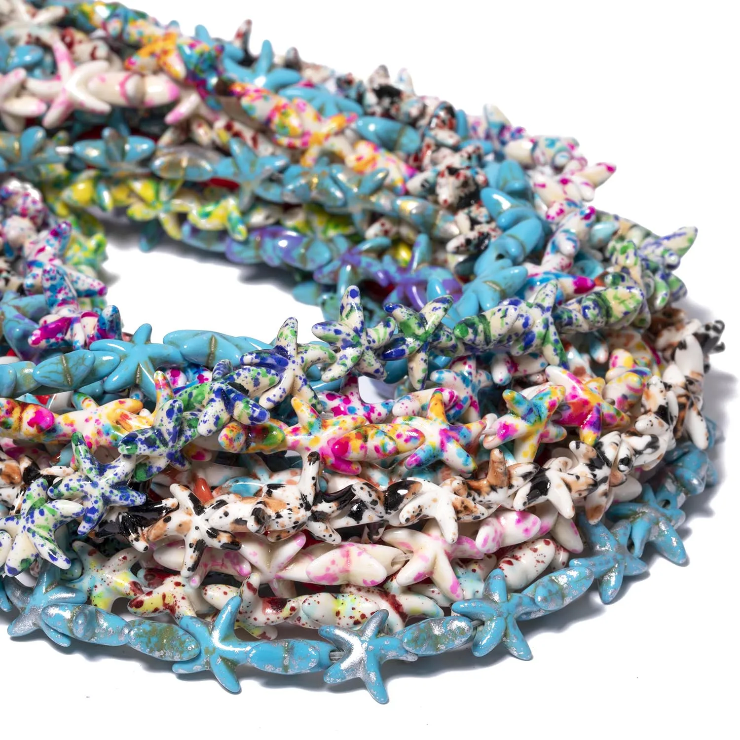 14x18mm Starfish Natural Stone Rain Colorful Turquoise Howlite Beads Loose Beads for Jewelry Making Charms Bracelets Accessories