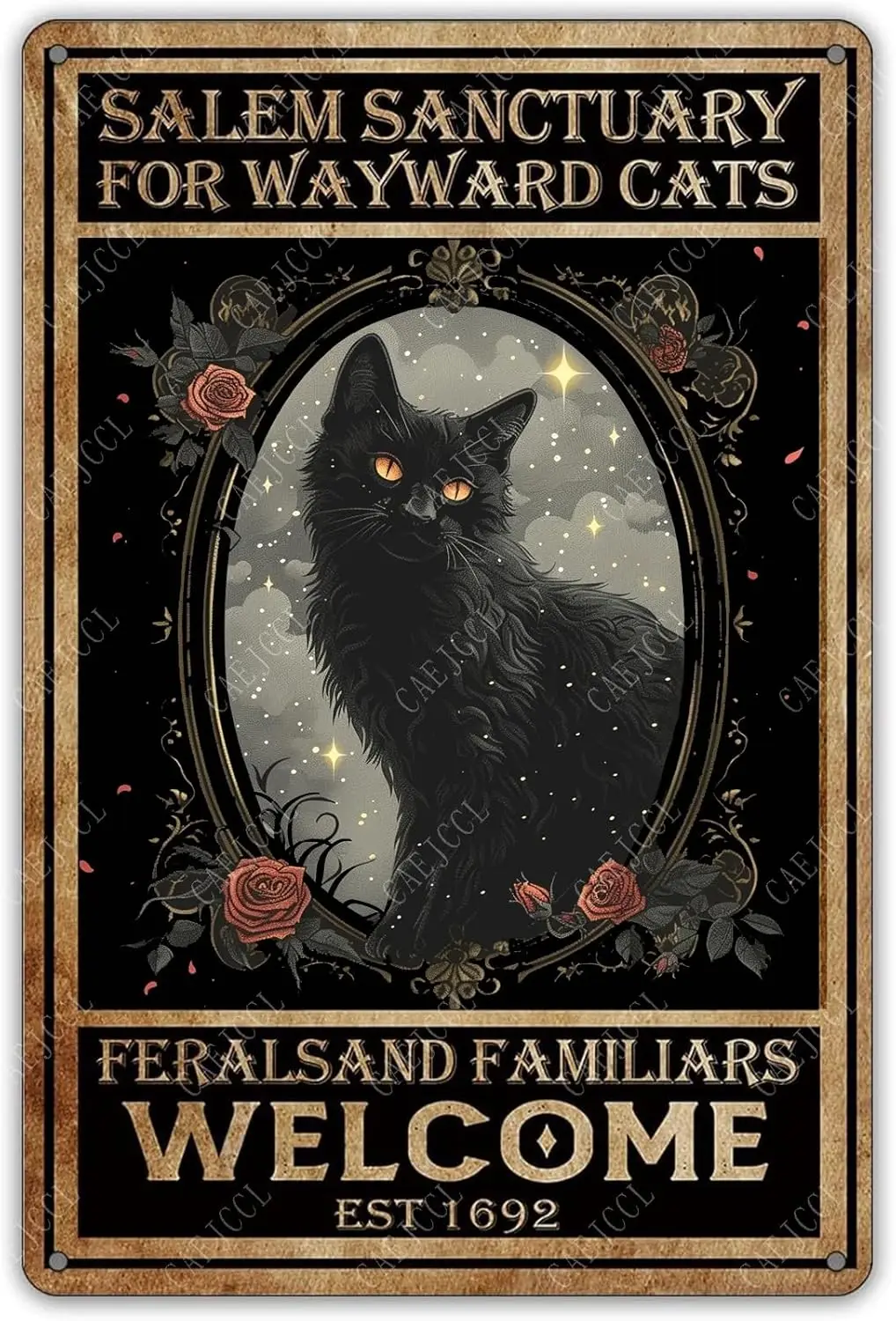 Funny Metal Sign Sanctuary For Wayward Cats Feralsand Familiars Welcome Vintage Aluminum Tin Signs Retro Sign for Home Office Ki