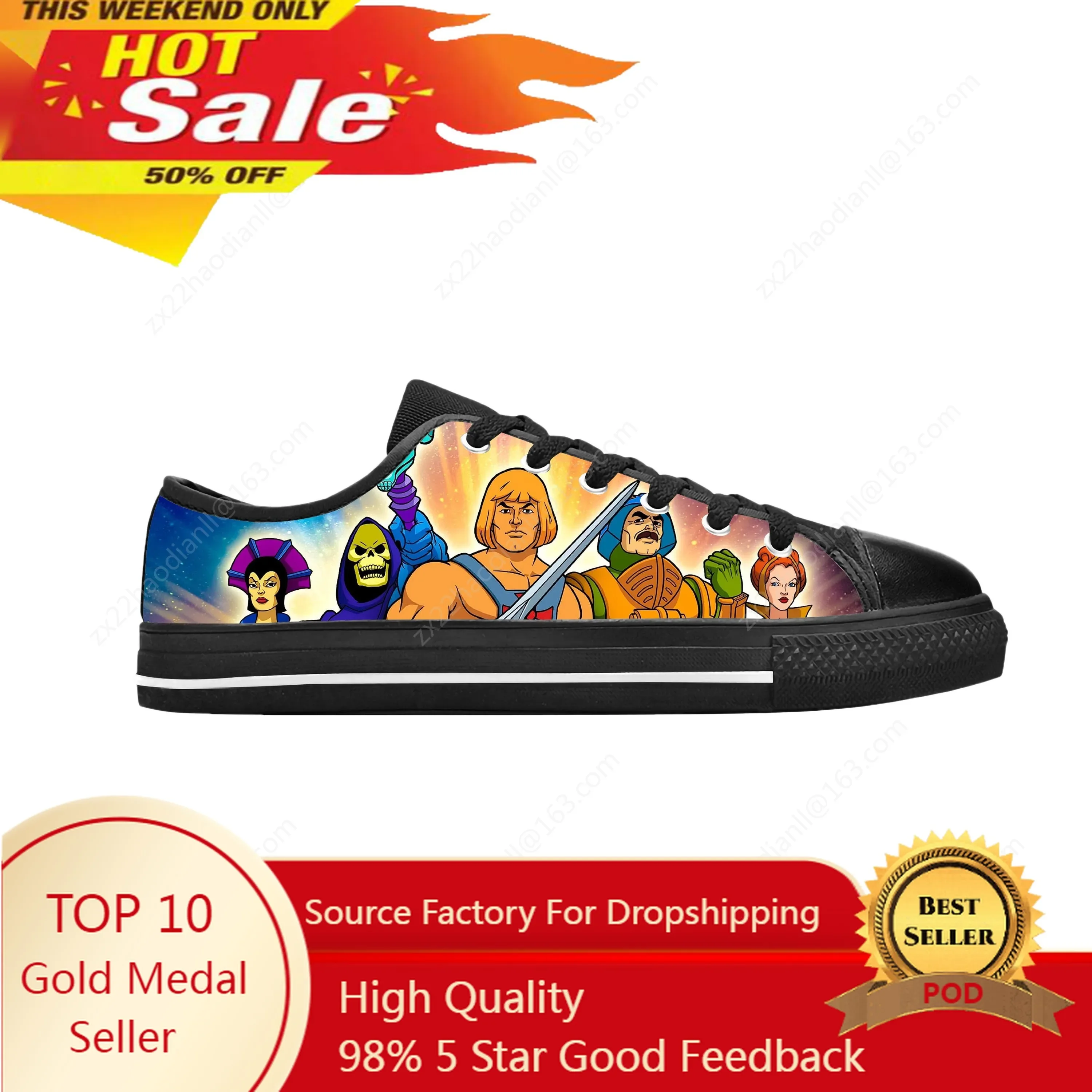 

Hot He-Man He Man Masters Of The Universe Skeletor Casual Cloth Shoes Low Top Comfortable Breathable 3D Print Men Women Sneakers