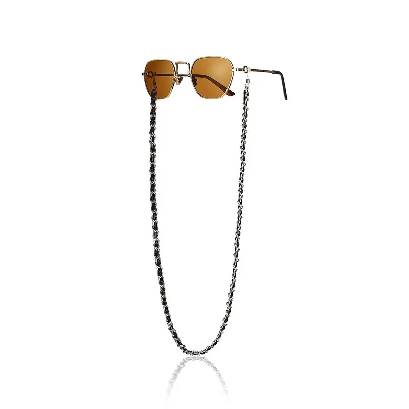 Fashion PU Leather Metal Glasses Chain Trendy Luxury Gold Color Glasses Holder Lanyard Straps Neck Chain Sunglasses Accessories