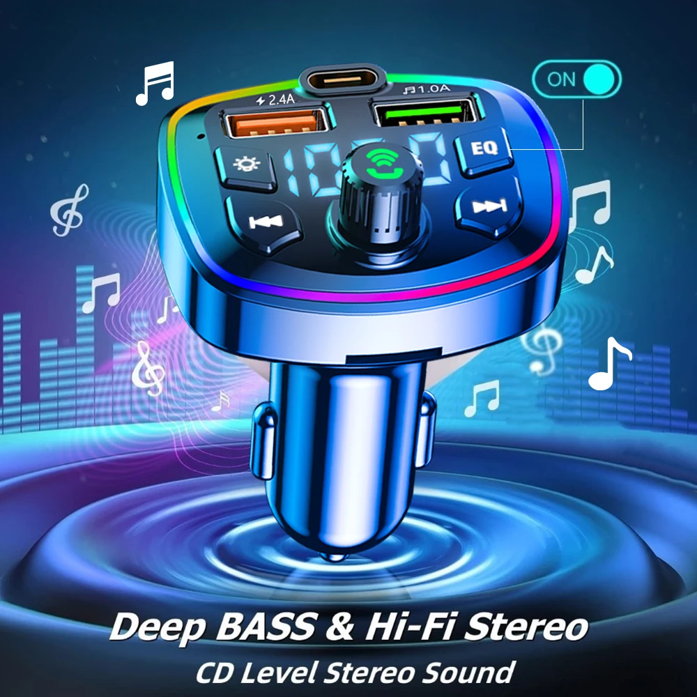 شاحن سيارة لاسلكي سيارة مشغل MP3 FM الارسال Bluetooth5.0 المزدوج USB ميناء PD شحن سريع الأيدي الحرة دعم TF بطاقة U القرص