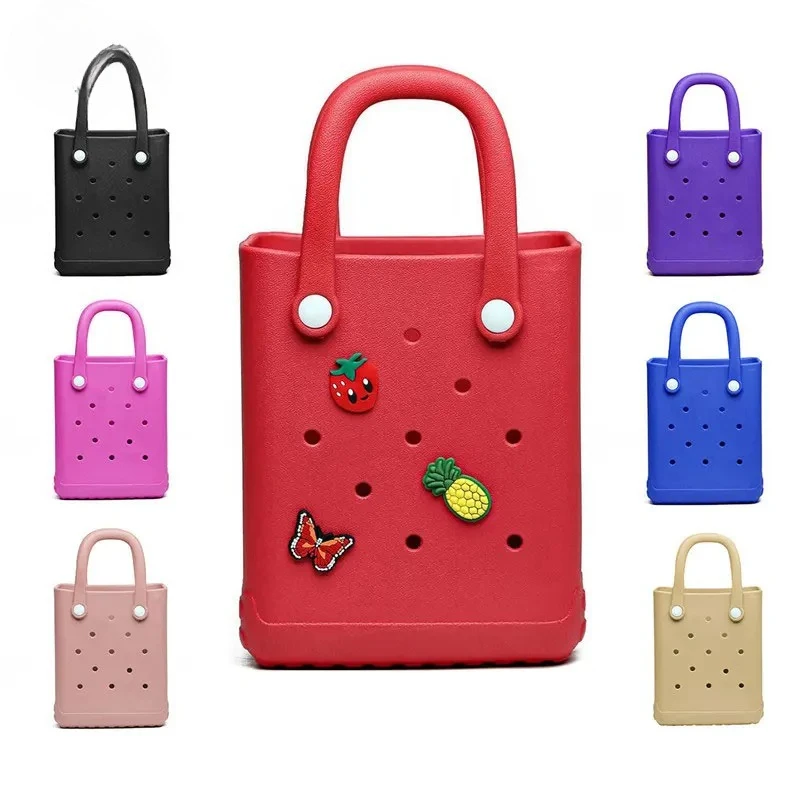 

Mini Beach Bag Summer EVA DIY Waterproof Beach Basket Picnic OutdoorTravel Tote Handbag Swimming Vacation Shopping Shoulder Bags